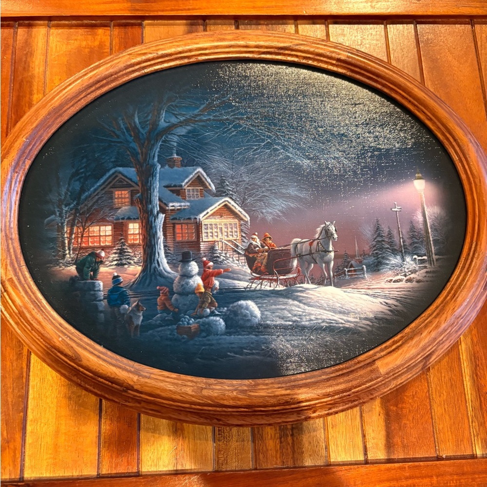 Terry Redlin "Winter Wonderland " Personal Linen Cert of Orig Framed Painting